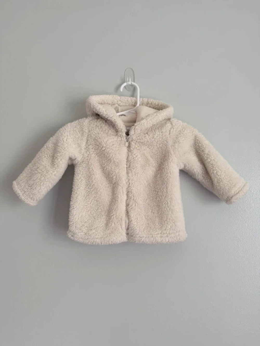 Carter's Just One You Baby Sherpa Fleece Hooded Jacket 3-6M White Zip Coat !!